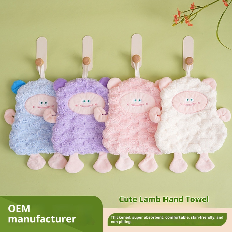 Lillian Wholesale Niedliches kleines Schaf Küchen-Hänge-Verdicktes saugfähiges quadratisches Kinder-Handtuch, klein, weich_voghion.com