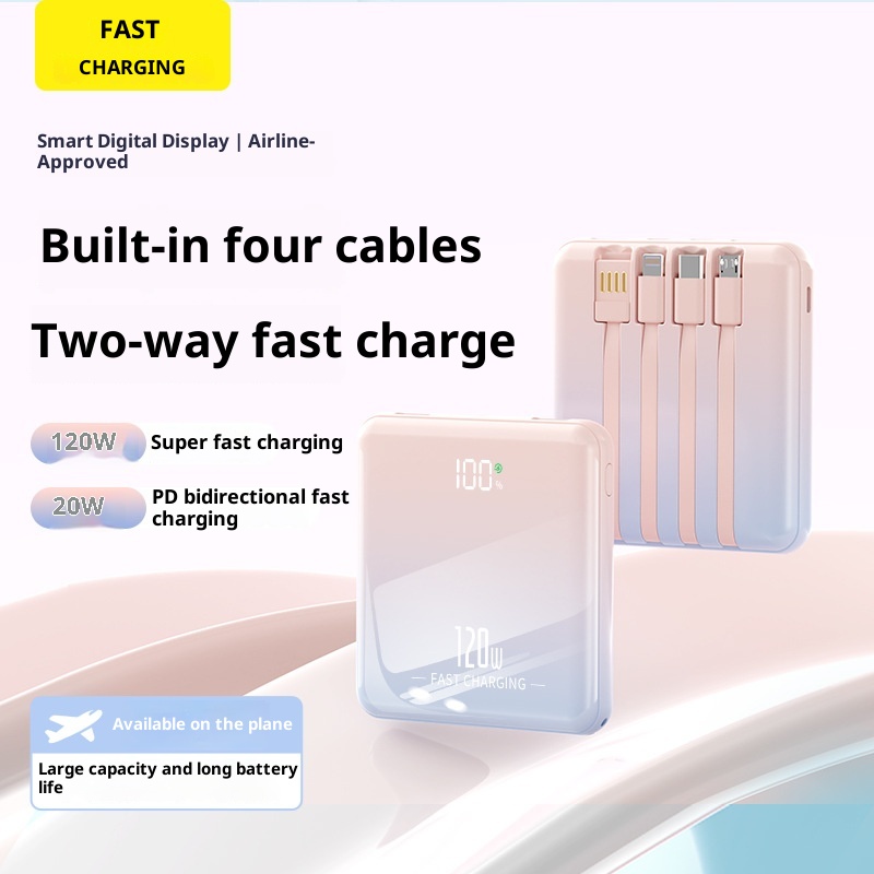 techglobe Cross-border Portable Compact Ultrathin Mini Fast Charging With Integrated Cable 20000mAh Large Capacity Mobile_voghion.com