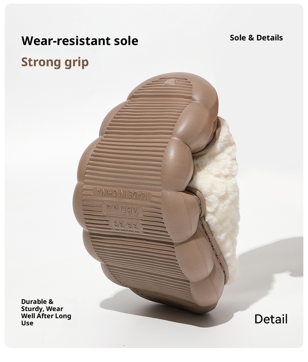 Zees Plush Warm Cotton For Women Indoor Home Bedroom Non-Slip Men's Furry Slippers Men Winter_voghion.com