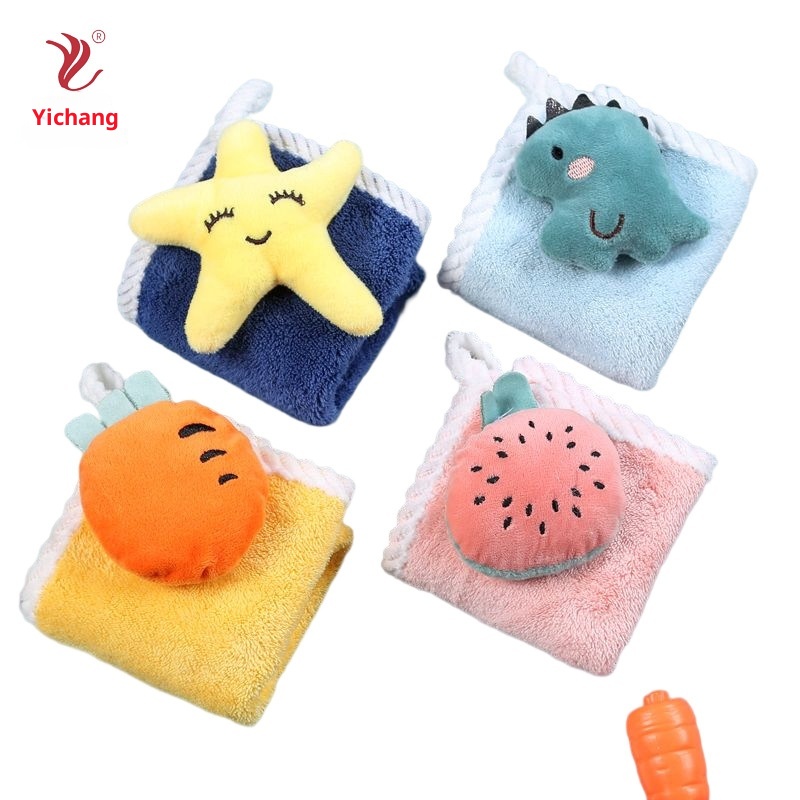 Lillian Cartoon Coral Fleece Fruit Hanging Absorbent Hand Towel Cloth_voghion.com