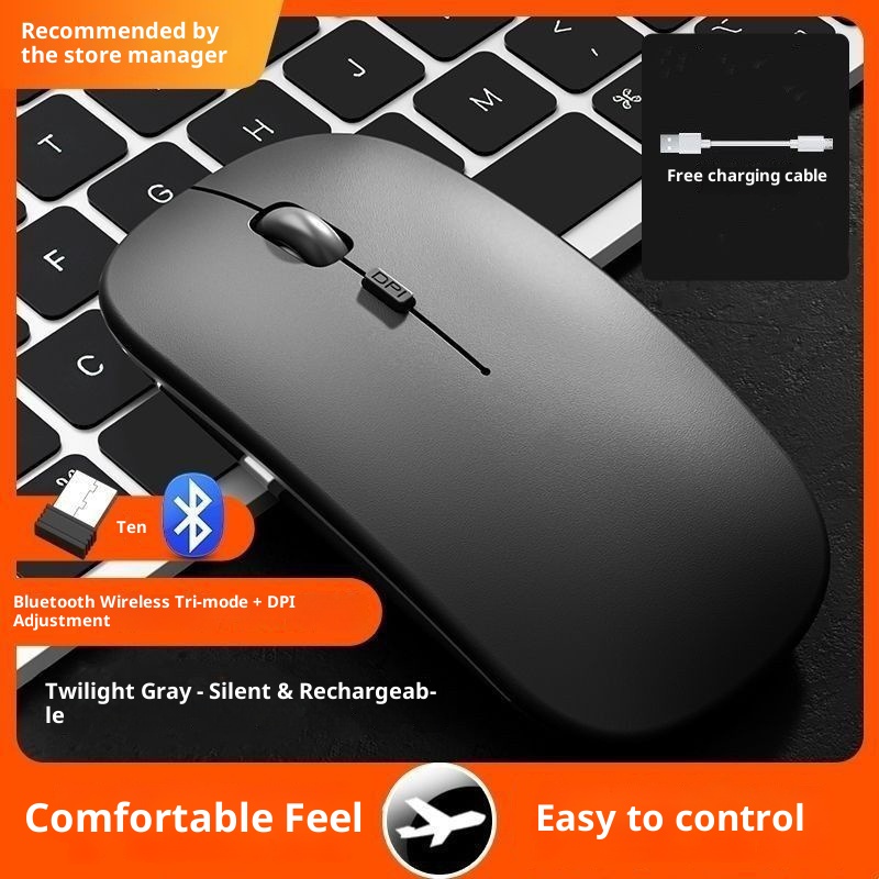 Techglobe Bluetooth Silent Rechargeable Dual-Mode Desktop Office Gaming Laptop Universal Wireless Mouse_voghion.com