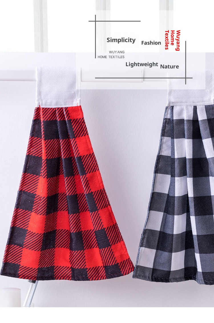 Lillian Christmas Plaid Hanging Absorbent Farmhouse Kitchen Bathroom Hand Towel Home_voghion.com