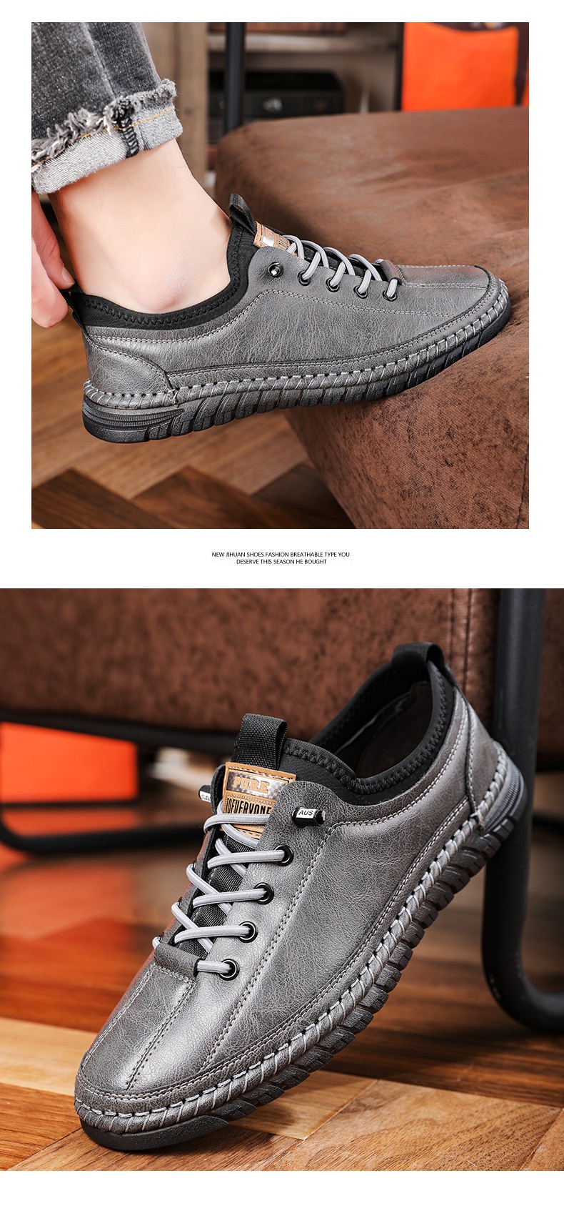 Voyage Voyage 2024 Spring And Autumn New Men's Casual Shoes Handmade Leather Soft Sole Slip-On Loafers 1102_voghion.com