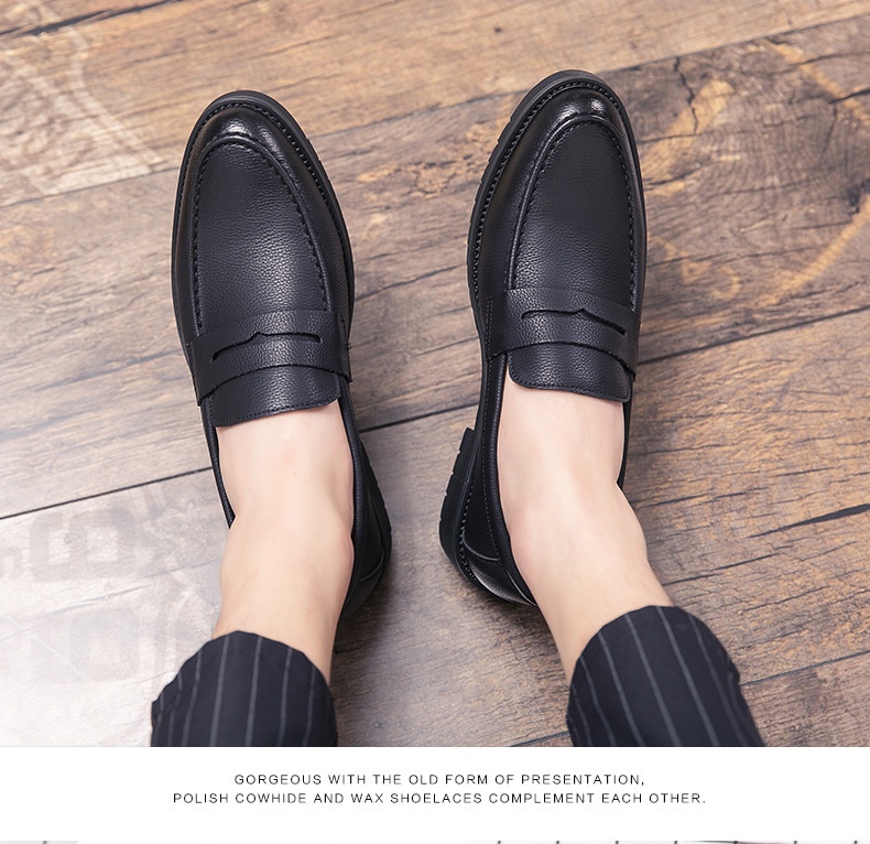 Voyage Voyage Summer Soft Surface Loafers Men's Slip-On Business Casual Thick-Soled Leather Groomsmen Shoes_voghion.com