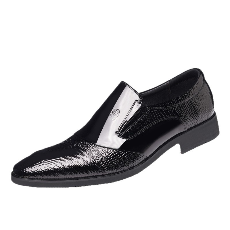 Voyage Elderly Crocodile Pattern Leather Large Size Trendy Korean Style Slim Fit Polished Casual Pointed Toe Men's Shoes 20252_voghion.com