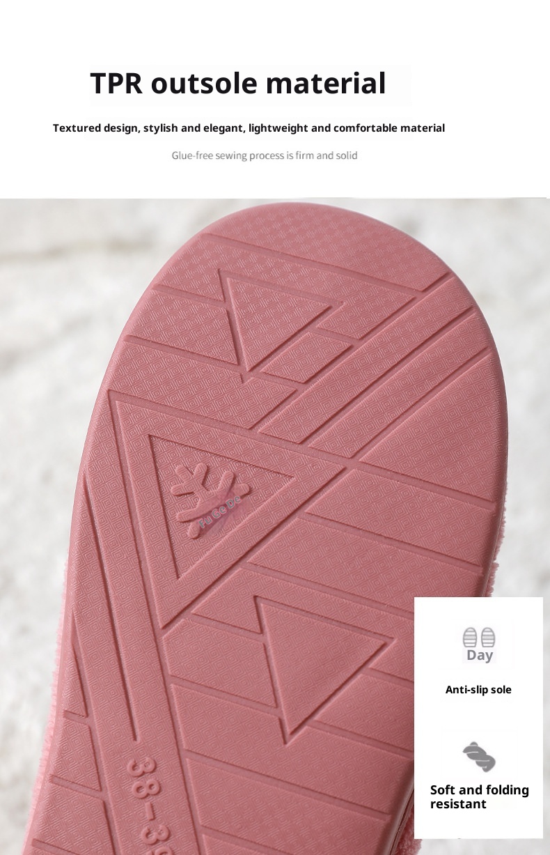 Zees Autumn Winter Women's Cotton Couple Cartoon Home Thick Sole Korean Style Warm Maternity Shoes Non-Slip Men's Wool_voghion.com