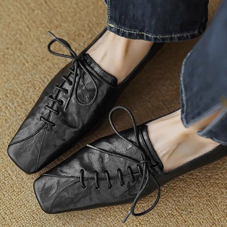 Mocassins à lacets Voyage Voyage Vintage Deep Mouth Printemps et Automne 2025 pour femmes et hommes, style Derby, en cuir, talon de 3 cm. Chaussures simples._voghion.com