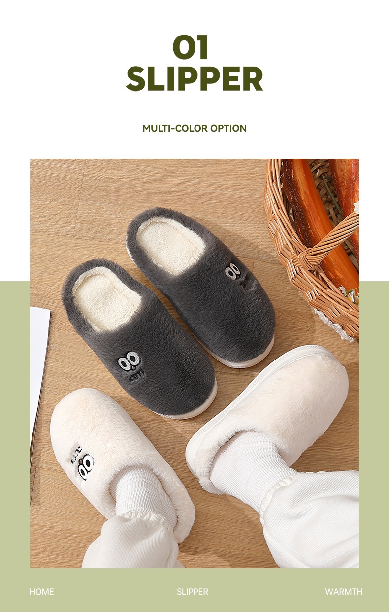 Zees Dikke Zool Stap Comfort Heren Binnen Warm Antislip Cartoon Katoen Winter Thuis Harige Pantoffels Dames_voghion.com