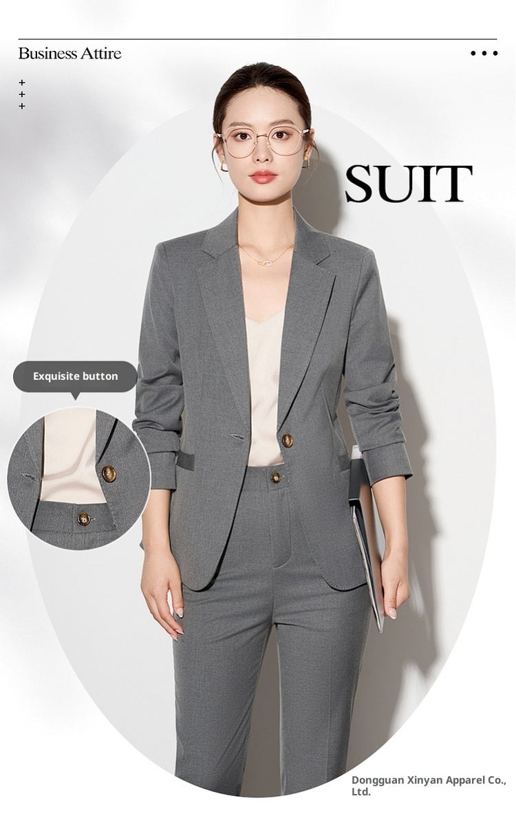 girl Girl Gray Professional Suit Set For Women, Autumn And Winter New Business Workwear, Property Sales Work Uniform, Commuting_voghion.com