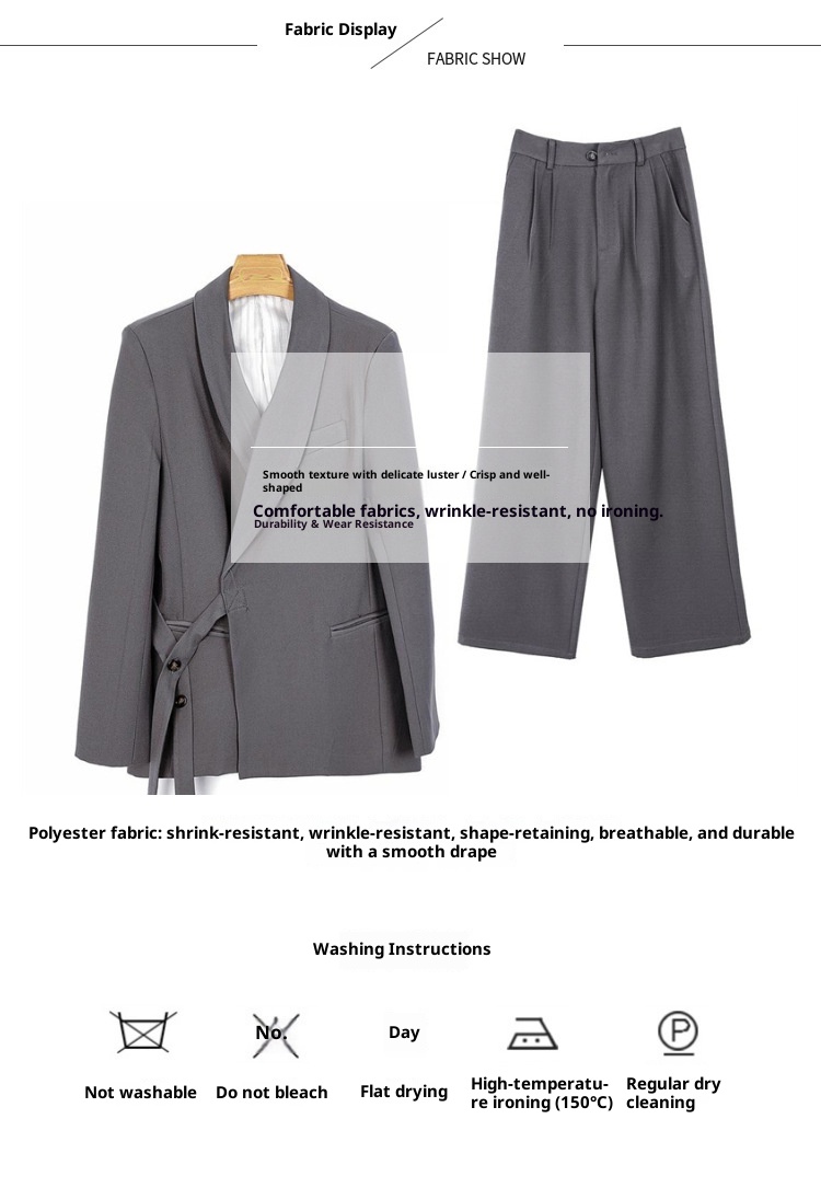Ensemble deux pièces élégant et raffiné pour femme, collection printemps 2024, style coréen déesse. Veste blazer et pantalon décontractés._voghion.com