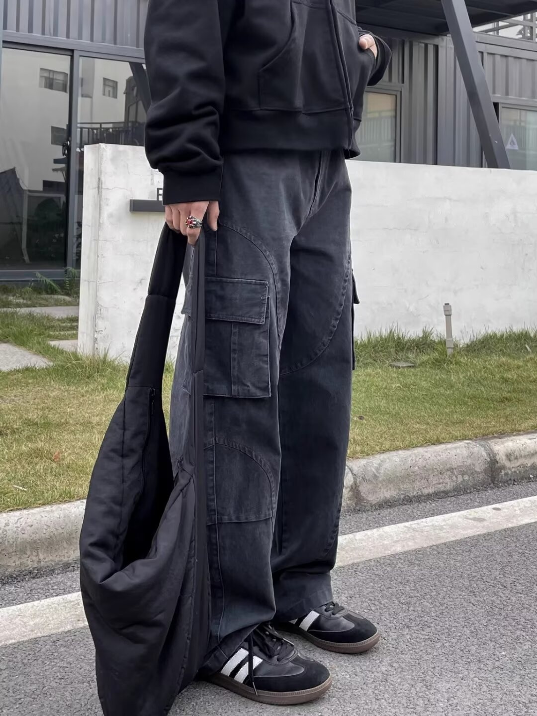 boy American Style Multi-Pocket Cargo For Men Spring New Cleanfit Straight High Street Casual Sports Wide-Leg Pants_voghion.com