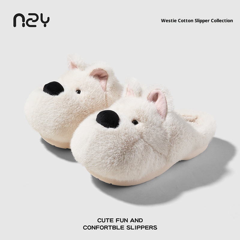 Zees Qidan Shoes Factory Cartoon Cotton For Women Winter Cute Puppy Home Indoor Plush Warm Non-Slip Furry Slippers_voghion.com