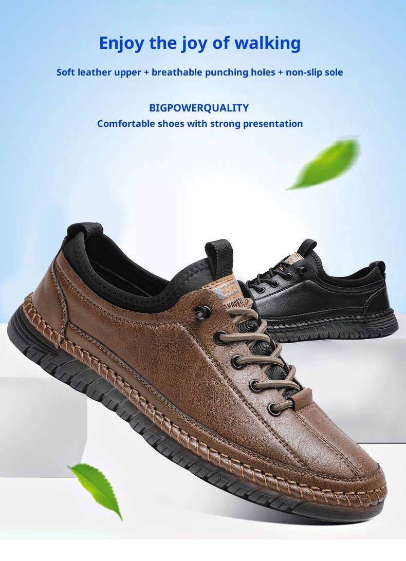Voyage Voyage 2024 Spring And Autumn New Men's Casual Shoes Handmade Leather Soft Sole Slip-On Loafers 1102_voghion.com