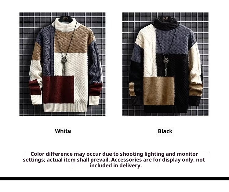 ragazzo Ragazzo Ragazzo Ragazzo 2024 Nuovo Maglione da Uomo Autunno Inverno Stile Giapponese Patchwork Ispessito Coreano Trendy Maglia Base Camicia Per Uomo_voghion.com