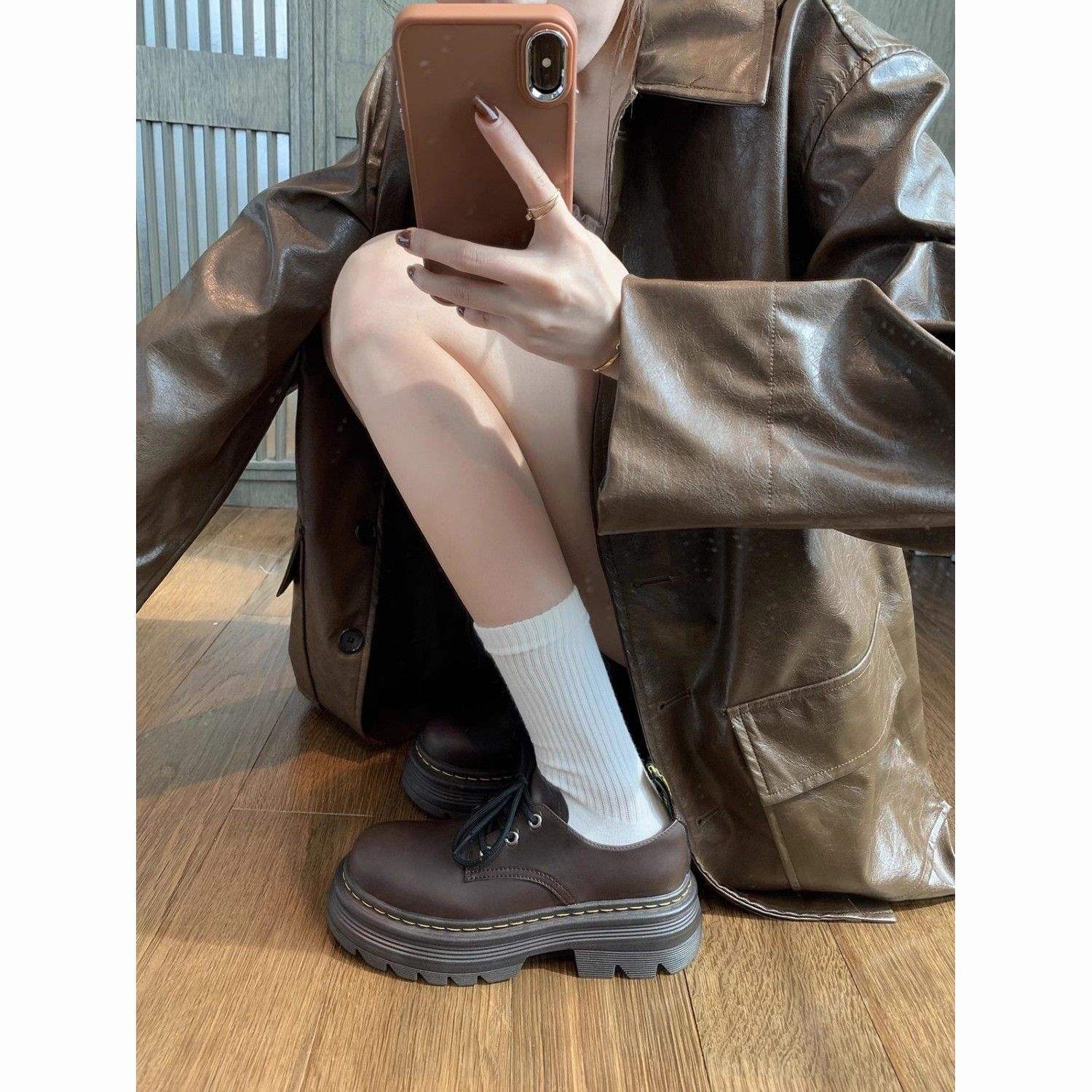 Voyage Voyage Soft Thick Sole British Style Lace-up Small Leather Shoes 2025 New Height-increasing Chunky Heel Derby Platform Loafers_voghion.com