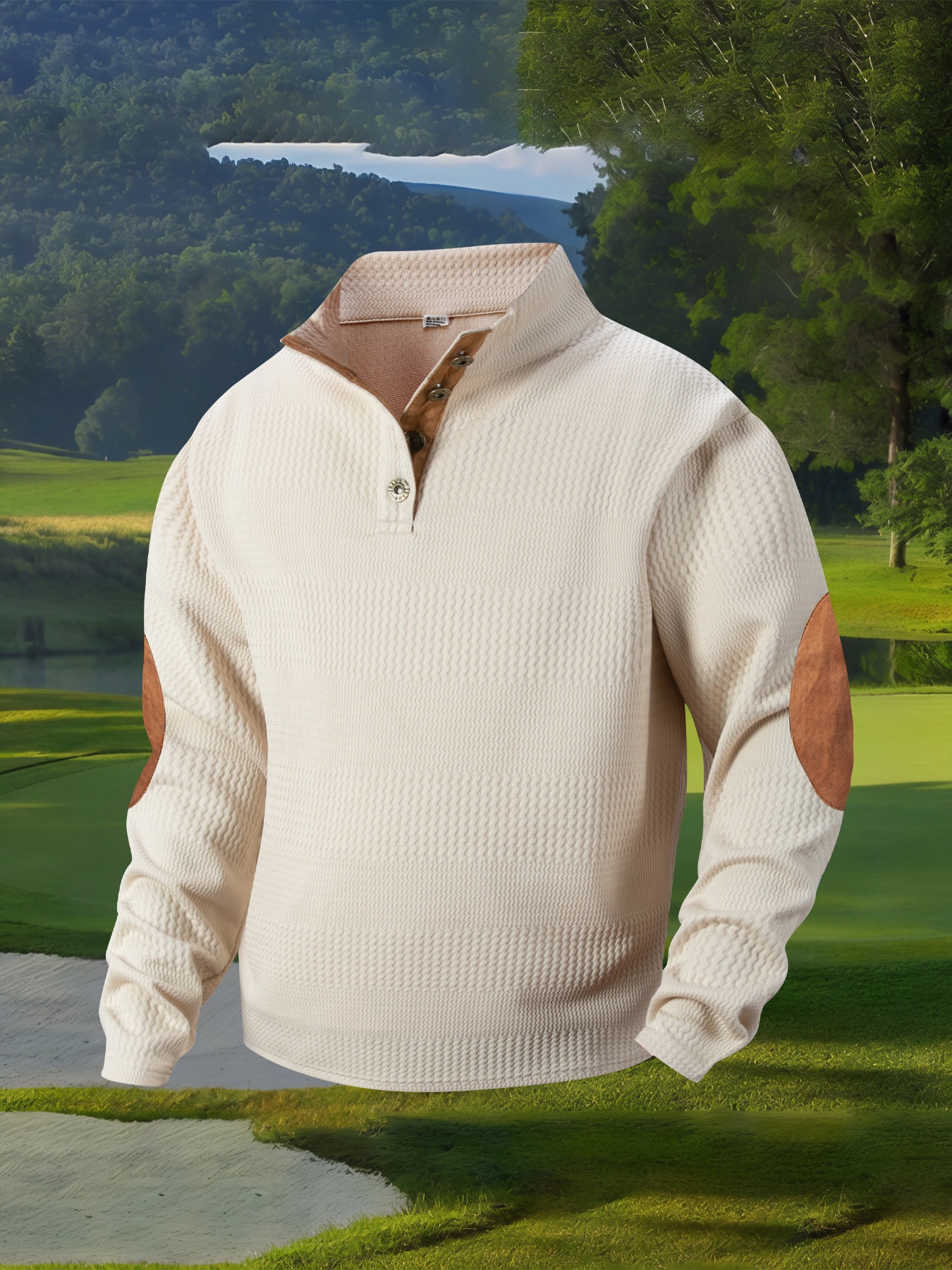 Polo décontracté à manches longues et col montant pour homme, collection printemps-automne 2025. Taille européenne._voghion.com