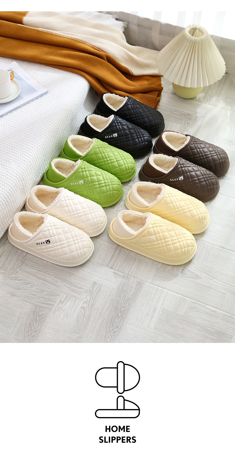 Zees New EVA Waterproof Cotton Men, Autumn And Winter Indoor Home Fleece-Lined Warm Non-Slip Soft Cushioning Plush Slippers_voghion.com