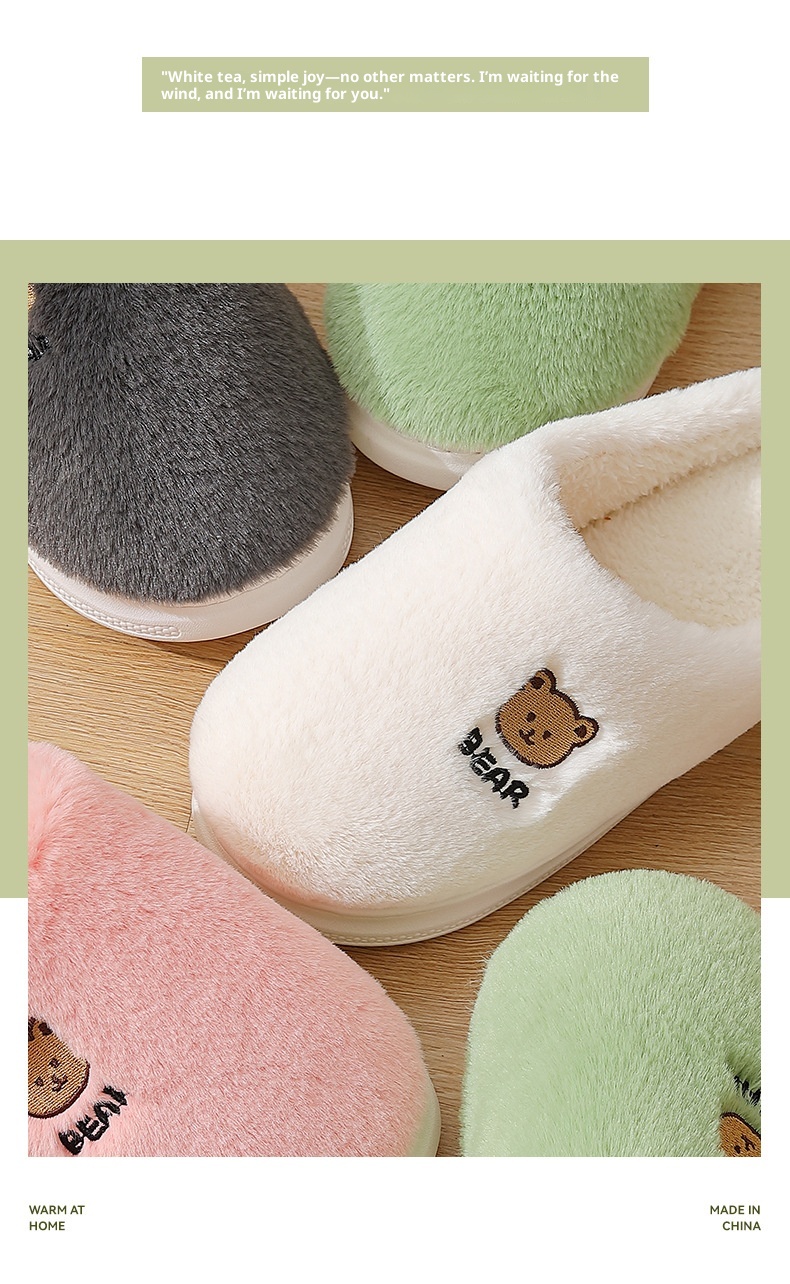 Zees Dikke Zool Stap Comfort Heren Binnen Warm Antislip Cartoon Katoen Winter Thuis Harige Pantoffels Dames_voghion.com