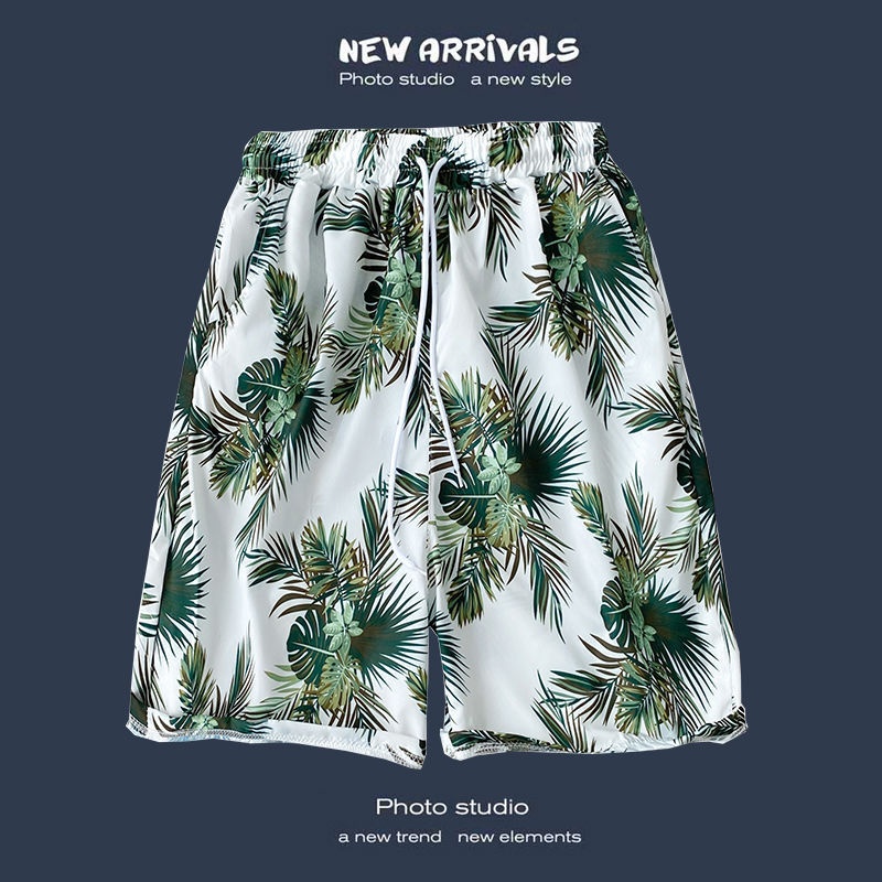 boy Hawaiian Casual For Men, Loose Fit, Versatile Floral Beach Vacation Trendy Couple Shorts_voghion.com