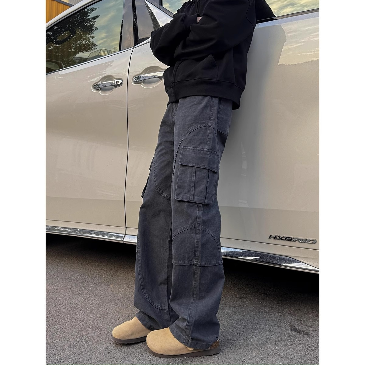 boy American Style Multi-Pocket Cargo For Men Spring New Cleanfit Straight High Street Casual Sports Wide-Leg Pants_voghion.com