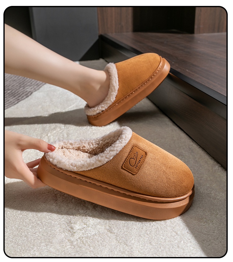 Zees New Cross-Border Foreign Trade Men Winter Fleece-Lined Warm Home Shoes Non-Slip Lamb Wool Cotton Slippers For Women_voghion.com