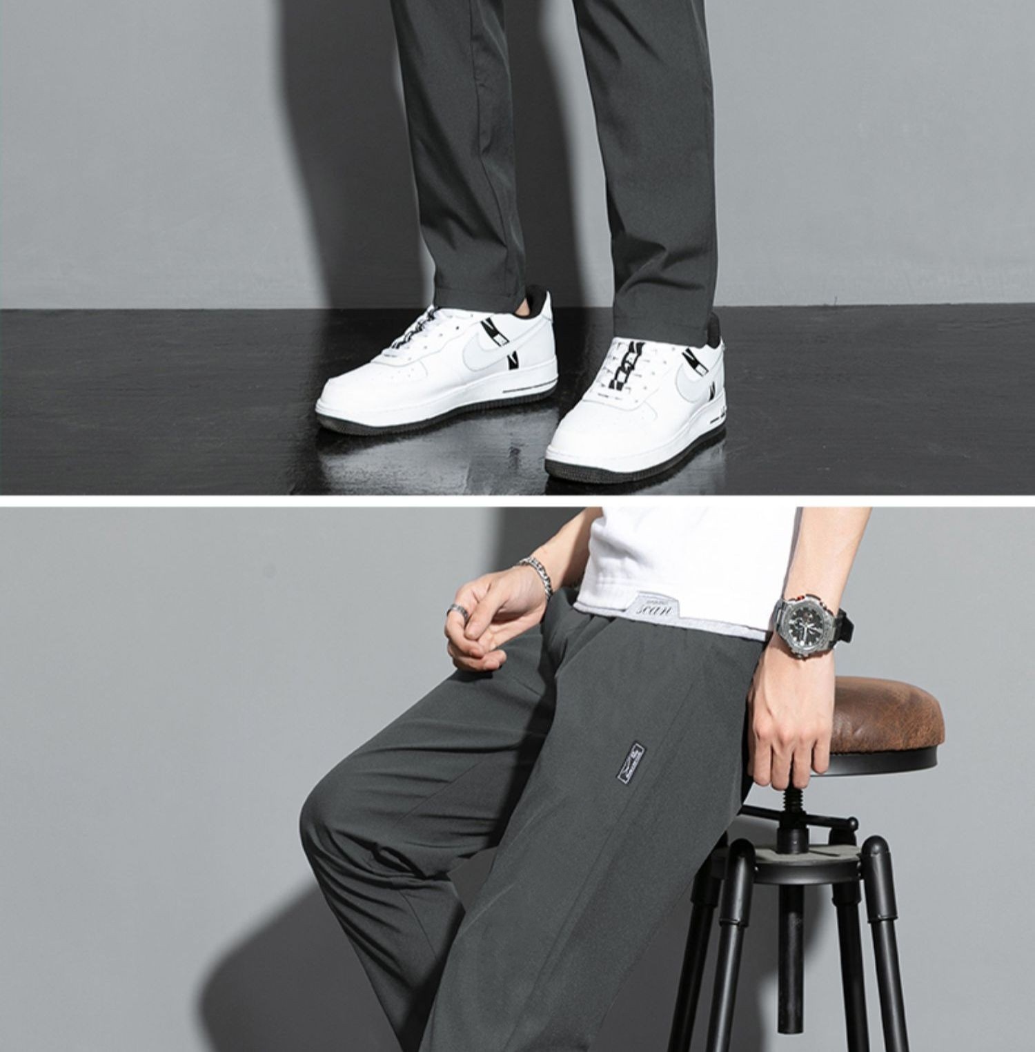 Pantaloni sportivi da uomo elasticizzati, casual, lunghi, larghi, sottili, in seta ghiacciata, dritti, ad asciugatura rapida e traspiranti_voghion.com