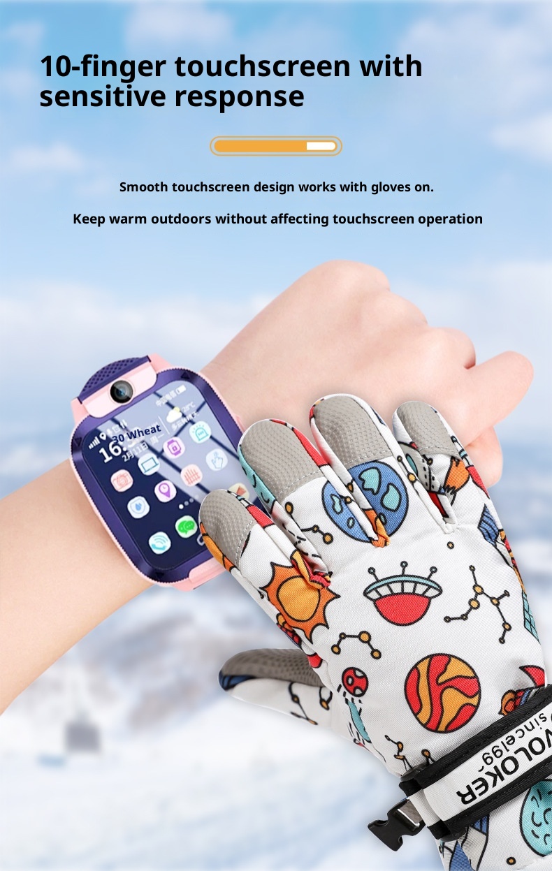 001 Kinder-Skihandschuhe, Winterhandschuhe, warm, für Damen und Herren, Touchscreen-fähig, fleecegefüttert, winddicht, wasserdicht, grenzüberschreitend, Fahrradhandschuhe_voghion.com