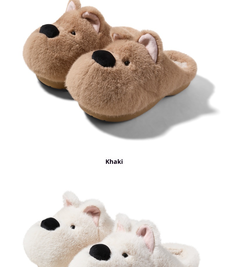 Zees Qidan Shoes Factory Cartoon Cotton For Women Winter Cute Puppy Home Indoor Plush Warm Non-Slip Furry Slippers_voghion.com