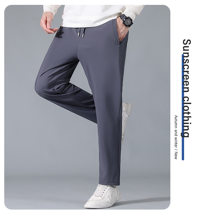 boy Spring And Autumn Nylon Stretch Business Casual Solid Color Waist Draped Loose Pants Men High Elastic Anti-Wrinkle_voghion.com