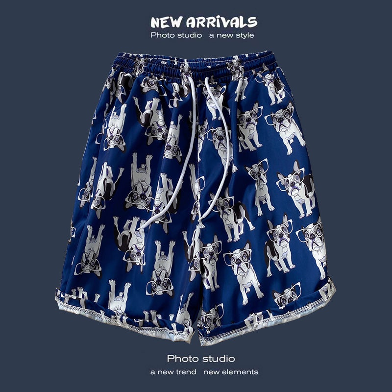 boy Hawaiian Casual For Men, Loose Fit, Versatile Floral Beach Vacation Trendy Couple Shorts_voghion.com