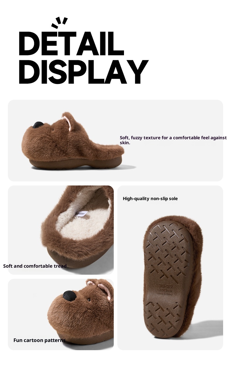 Zees Qidan Shoes Factory Cartoon Cotton For Women Winter Cute Puppy Home Indoor Plush Warm Non-Slip Furry Slippers_voghion.com