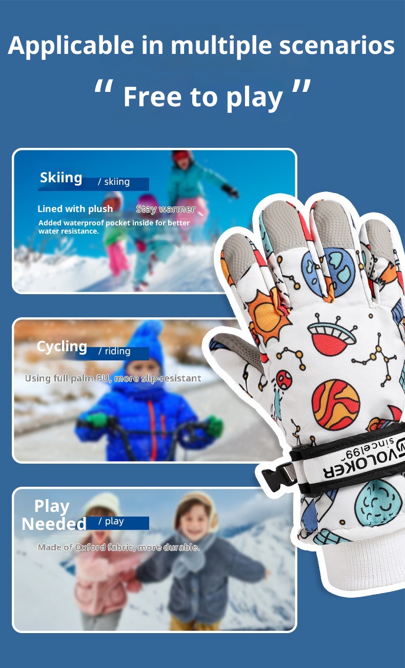 001 Kinder-Skihandschuhe, Winterhandschuhe, warm, für Damen und Herren, Touchscreen-fähig, fleecegefüttert, winddicht, wasserdicht, grenzüberschreitend, Fahrradhandschuhe_voghion.com