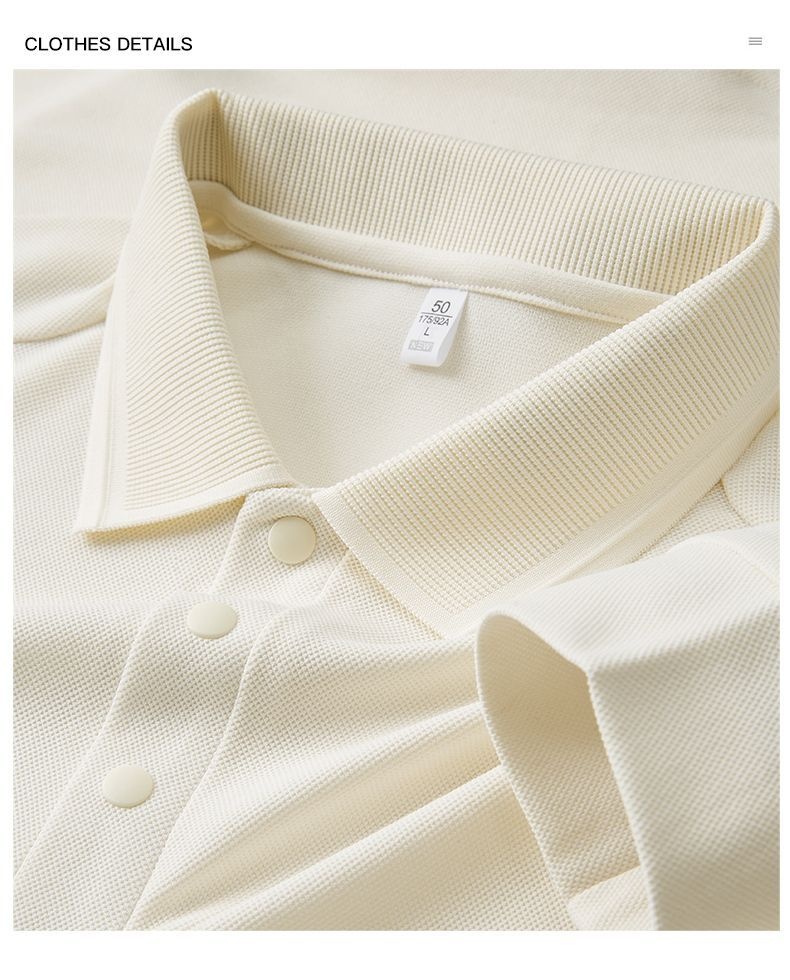 Polohemd für Herren aus Maulbeerseide und Wolle, langärmlig, schlicht, einfarbig, mit Umlegekragen_voghion.com