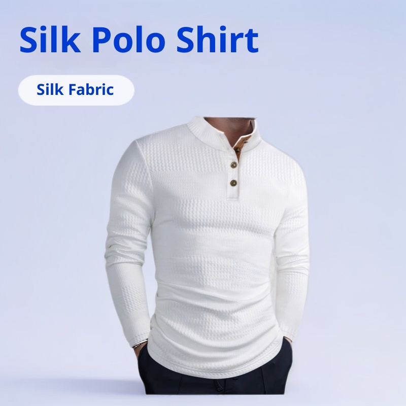 Polo décontracté à manches longues et col montant pour homme, collection printemps-automne 2025. Taille européenne._voghion.com