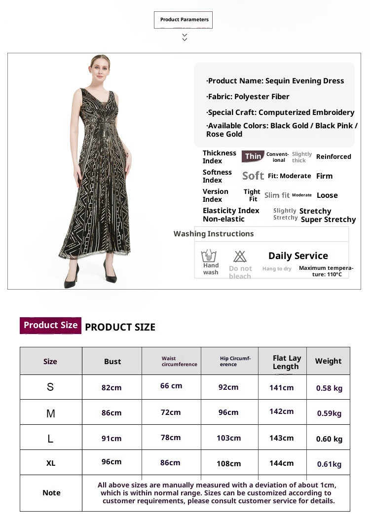 ChicShe Plus Size Sequin Mesh Bridesmaid Toast Evening Deep V Backless Banquet Performance Host Dress_voghion.com