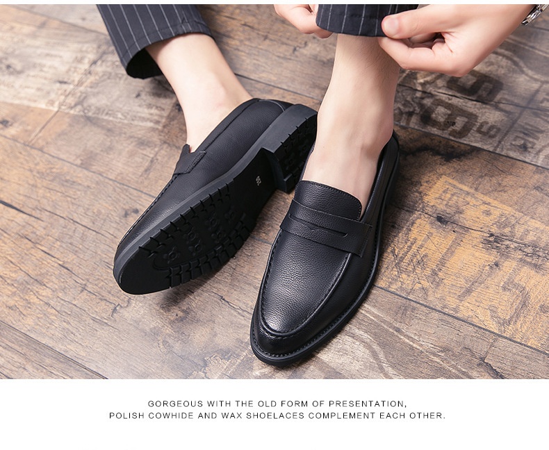 Voyage Voyage Summer Soft Surface Loafers Men's Slip-On Business Casual Thick-Soled Leather Groomsmen Shoes_voghion.com