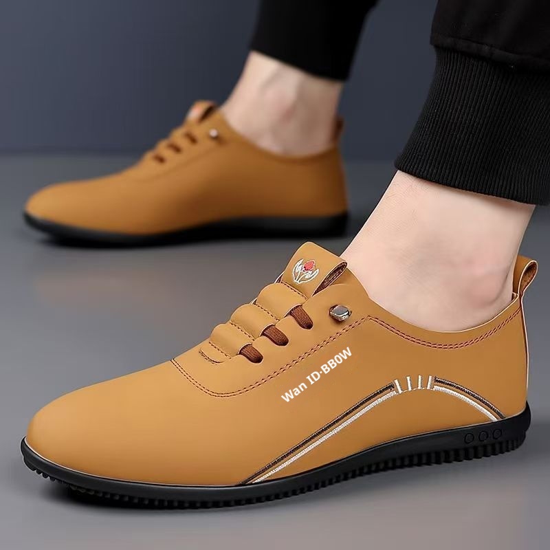 Voyage Voyage Men's Leather British Style Breathable Soft Sole Casual Flat Slip-On Lazy Shoes Trendy Loafers_voghion.com