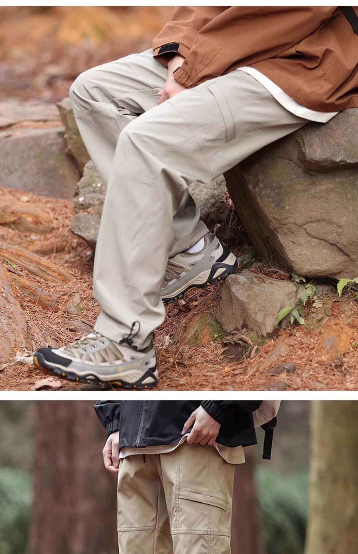 Pantalon cargo décontracté en polaire molletonnée HJCAMEL Outdoor Hiking pour homme, automne-hiver 2024_voghion.com