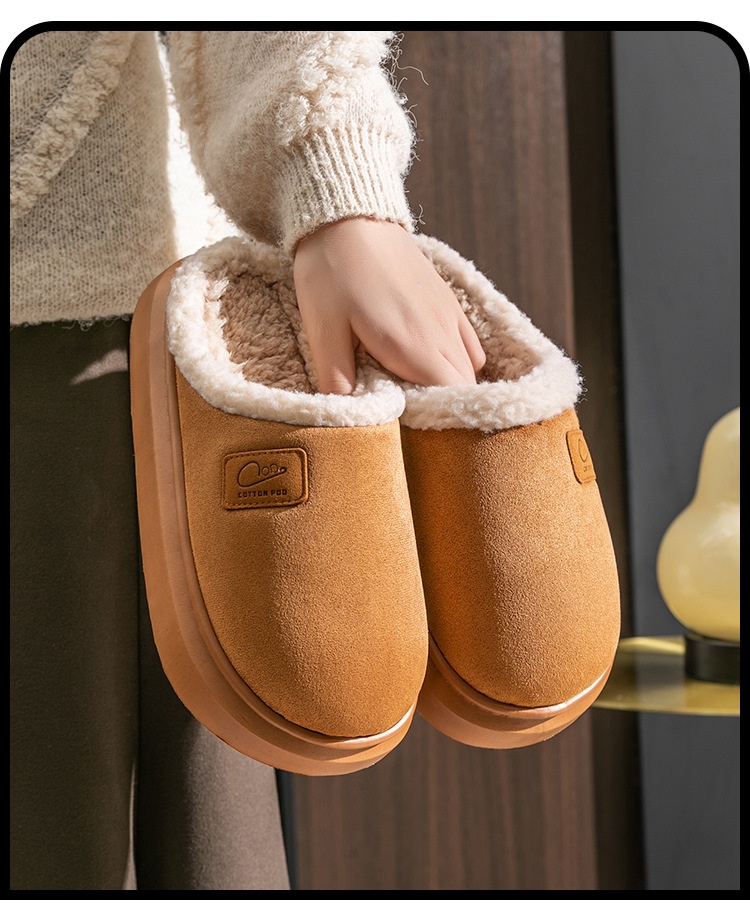 Zees New Cross-Border Foreign Trade Men Winter Fleece-Lined Warm Home Shoes Non-Slip Lamb Wool Cotton Slippers For Women_voghion.com