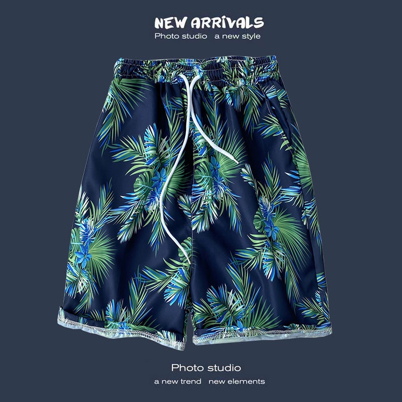 boy Hawaiian Casual For Men, Loose Fit, Versatile Floral Beach Vacation Trendy Couple Shorts_voghion.com