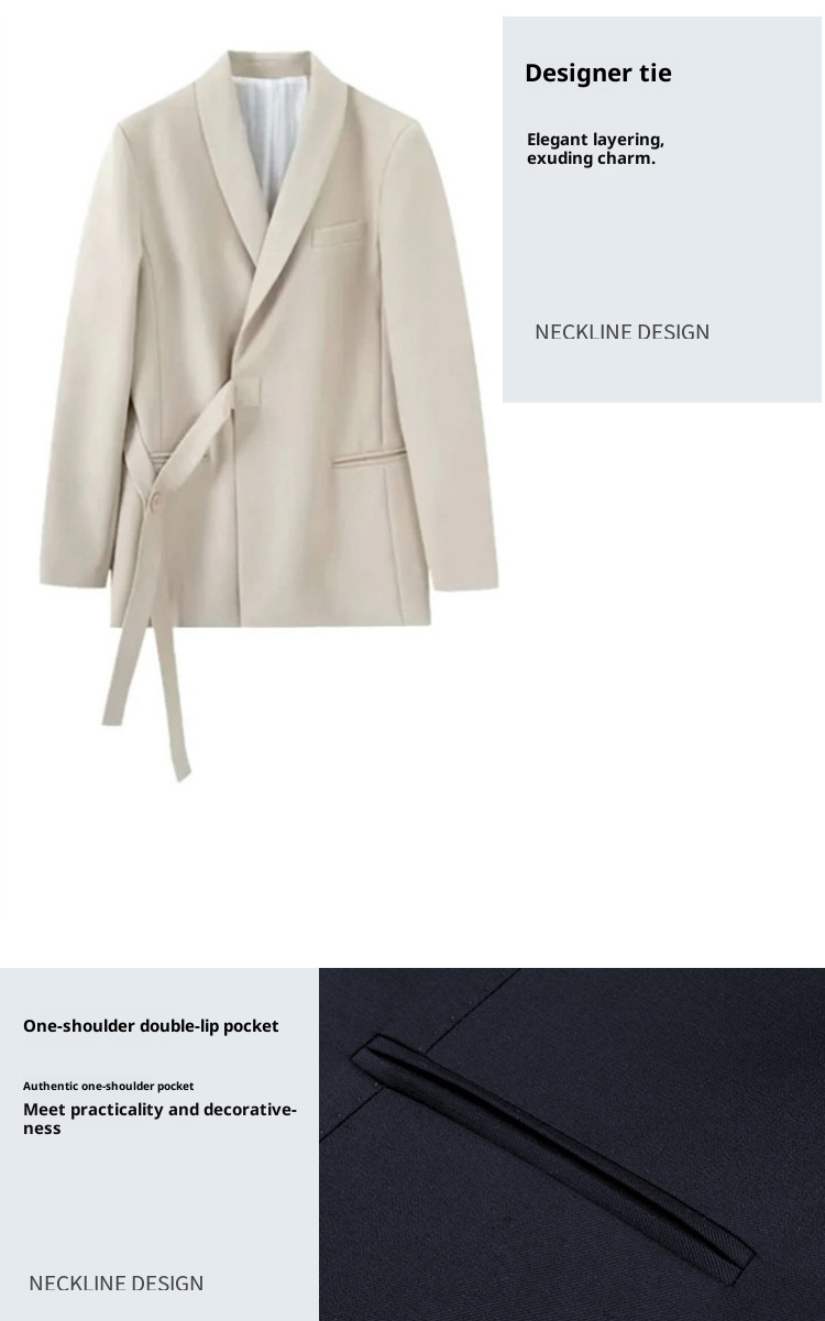 Ensemble deux pièces élégant et raffiné pour femme, collection printemps 2024, style coréen déesse. Veste blazer et pantalon décontractés._voghion.com