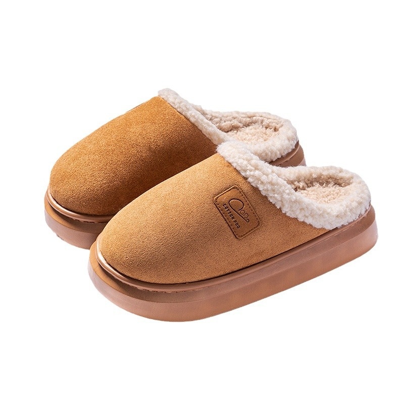 Zees New Cross-Border Foreign Trade Men Winter Fleece-Lined Warm Home Shoes Non-Slip Lamb Wool Cotton Slippers For Women_voghion.com