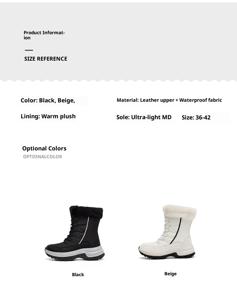 Zees Women's Boots With Fleece Lining, Thickened, Subzero Cold Resistant, Thick Sole, Waterproof, Non-Slip, Northeastern_voghion.com