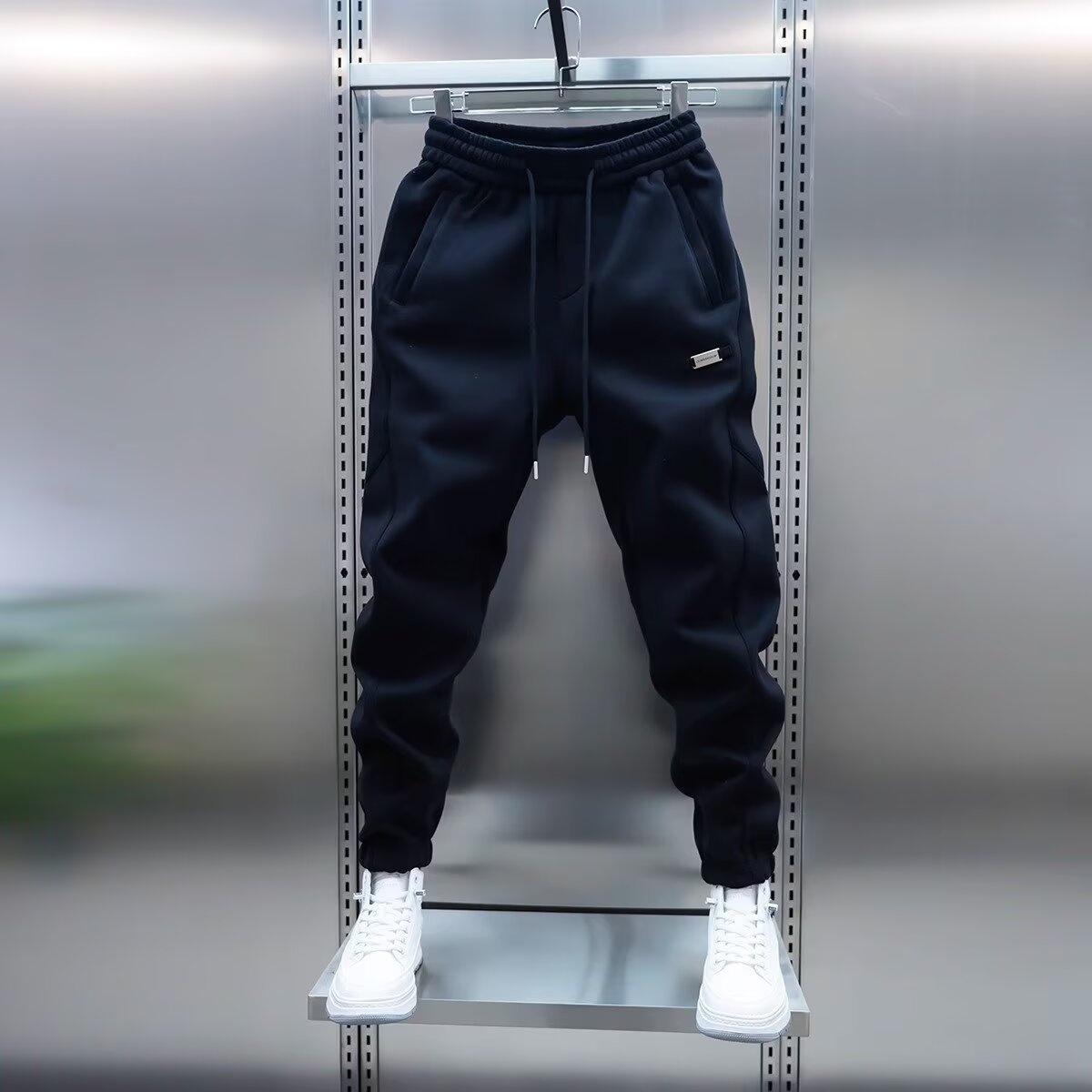 Pantalon de jogging décontracté et tendance pour homme, couleur unie, style printemps, élastique et polyvalent, noir_voghion.com