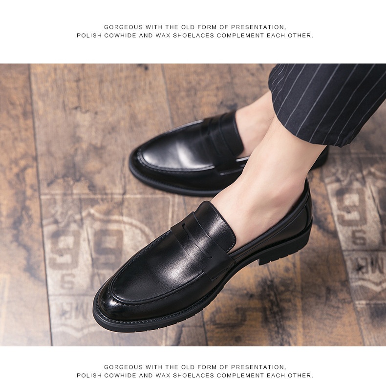 Voyage Voyage Summer Soft Surface Loafers Men's Slip-On Business Casual Thick-Soled Leather Groomsmen Shoes_voghion.com