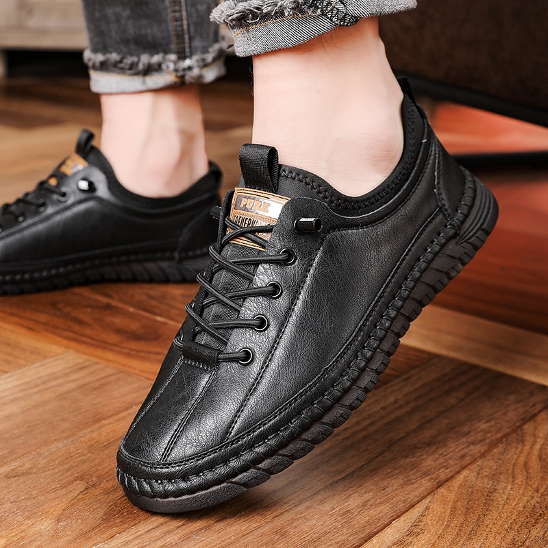 Voyage Voyage 2024 Spring And Autumn New Men's Casual Shoes Handmade Leather Soft Sole Slip-On Loafers 1102_voghion.com