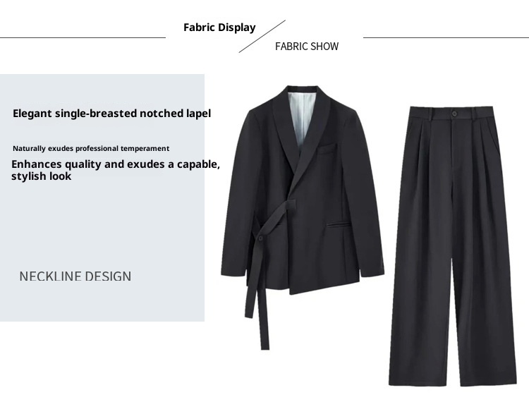 Ensemble deux pièces élégant et raffiné pour femme, collection printemps 2024, style coréen déesse. Veste blazer et pantalon décontractés._voghion.com