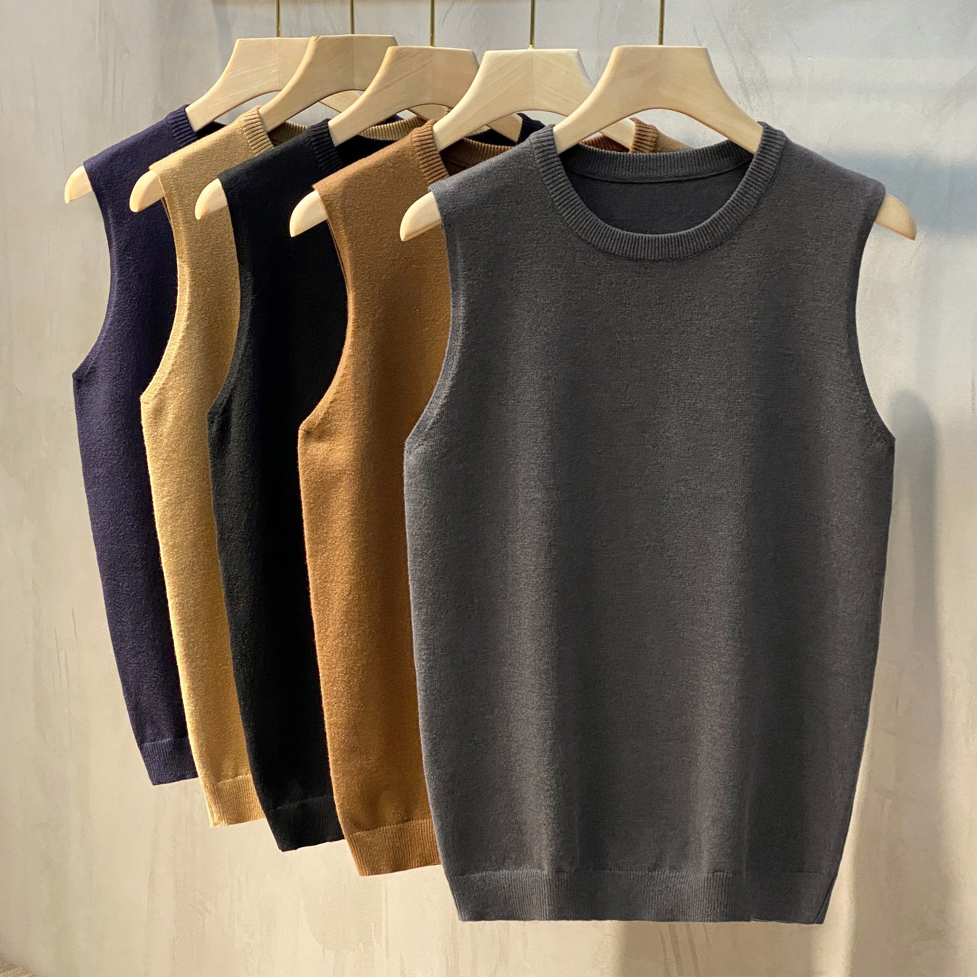 ragazzo Ragazzo Ragazzo Ragazzo 2022 Autunno Inverno Nuovo Senza Maniche Lavorato a Maglia Stile Coreano Leggero Maturo Casuale Largo Girocollo Maglione Gilet Per Uomo_voghion.com