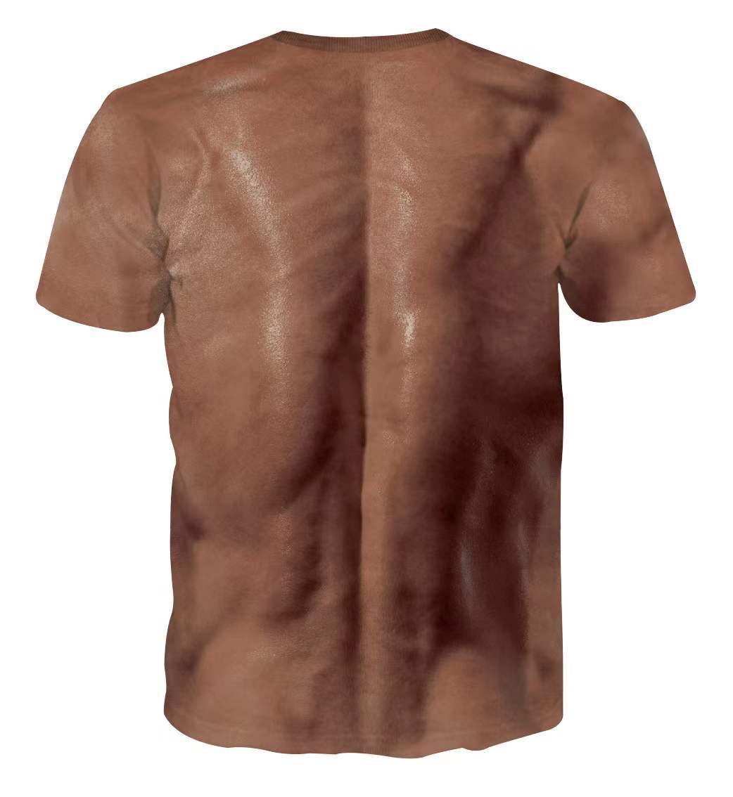 QFV507045555501<2 Nuova esclusiva transfrontaliera stampa digitale 3D tridimensionale maglietta muscolare da uomo manica corta fitness elastica_voghion.com