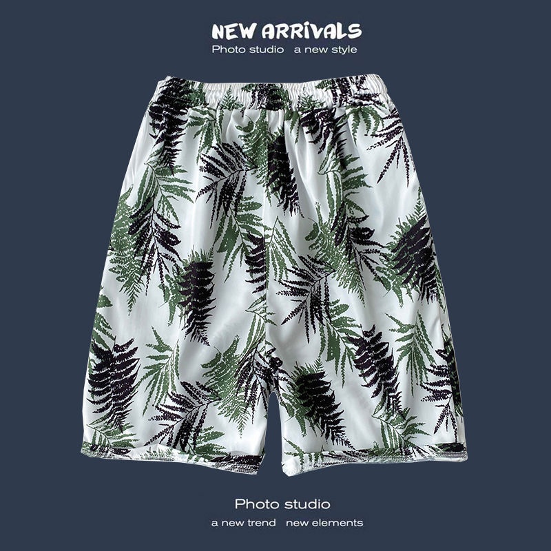 boy Hawaiian Casual For Men, Loose Fit, Versatile Floral Beach Vacation Trendy Couple Shorts_voghion.com